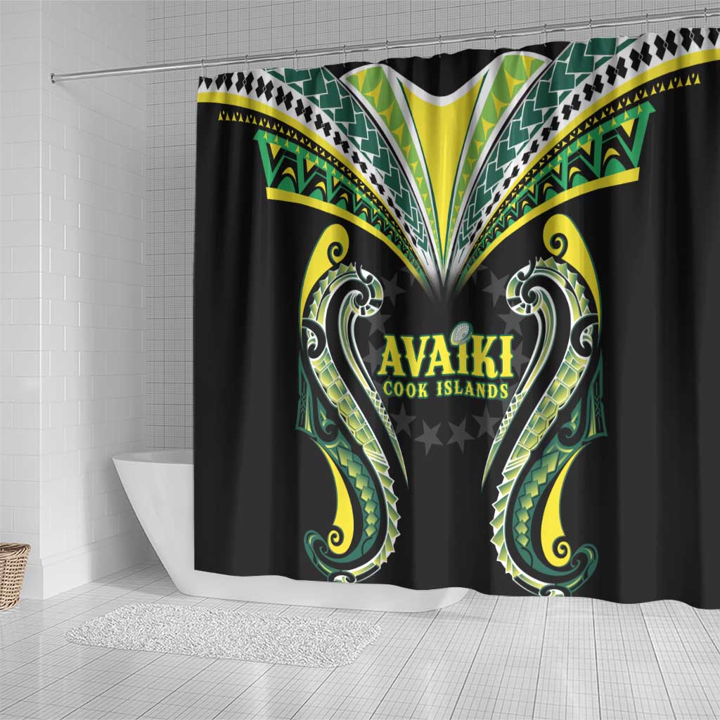 Rugby Cook Islands Avaiki Shower Curtain Black Kuki Airani Tribal Maori Inspired LT9 - Polynesian Pride