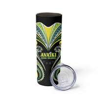 Custom Rugby Cook Islands Avaiki Skinny Tumbler Black Kuki Airani Tribal Maori Inspired LT9 - Polynesian Pride
