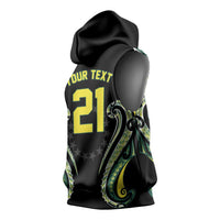 Custom Rugby Cook Islands Avaiki Sleeveless Hoodie - Kuki Airani Tribal Black LT9 - Polynesian Pride