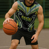 Custom Rugby Cook Islands Avaiki Sleeveless Hoodie - Kuki Airani Tribal Black LT9 - Polynesian Pride