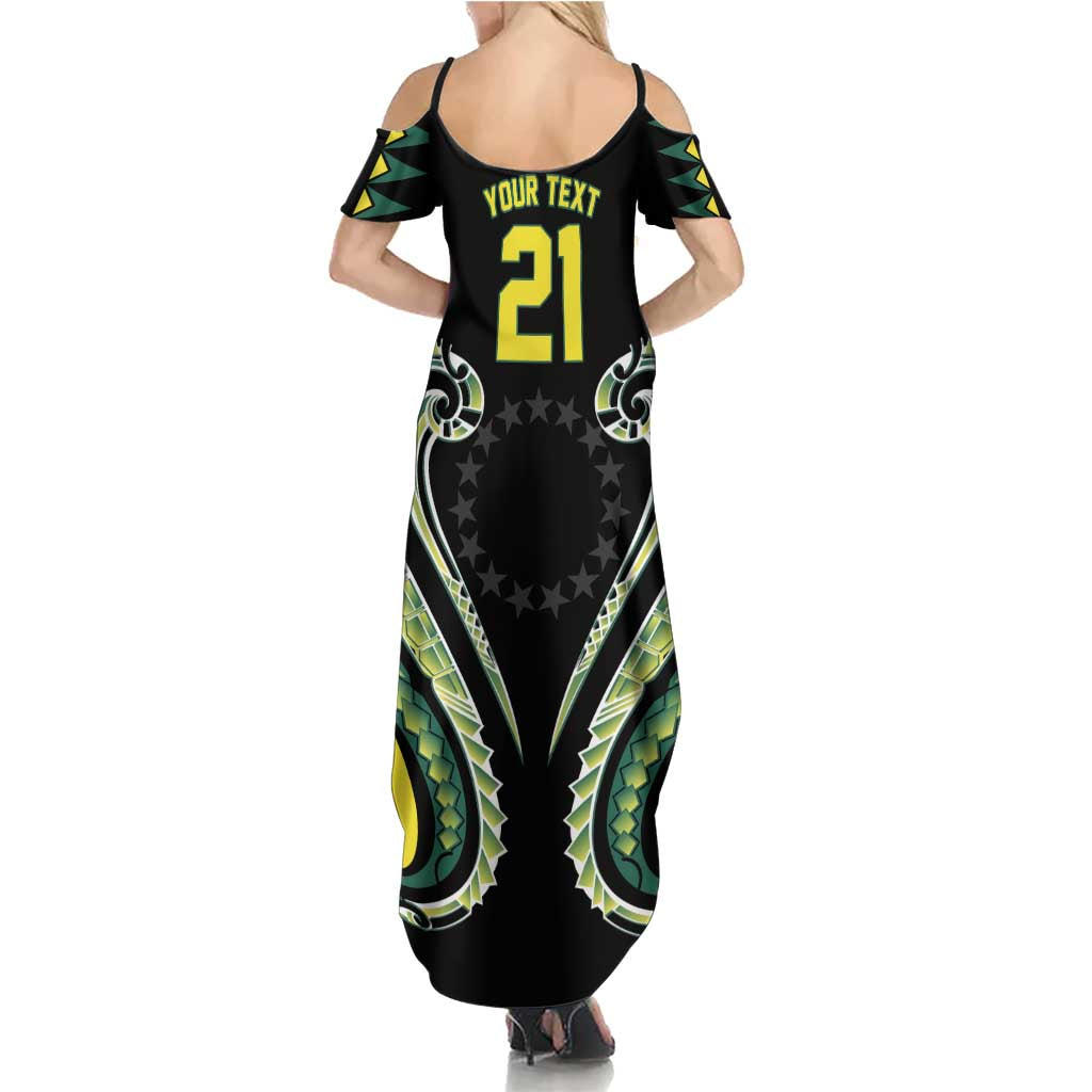 Custom Rugby Cook Islands Avaiki Summer Maxi Dress Black Kuki Airani Tribal Maori Inspired LT9 - Polynesian Pride