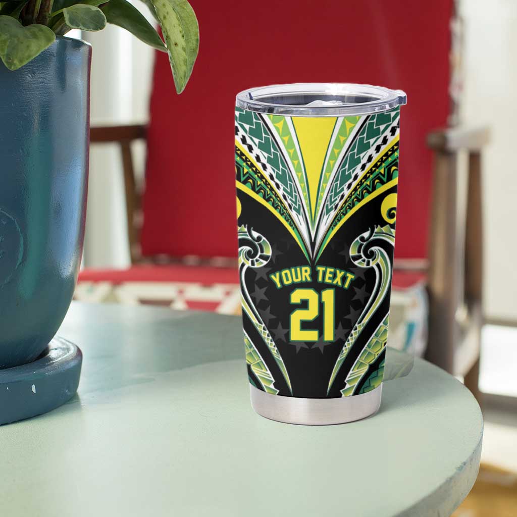 Custom Rugby Cook Islands Avaiki Tumbler Cup Black Kuki Airani Tribal Maori Inspired LT9 - Polynesian Pride