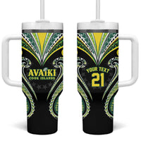 Custom Rugby Cook Islands Avaiki Tumbler With Handle Black Kuki Airani Tribal Maori Inspired LT9 One Size: 40 oz Black - Polynesian Pride