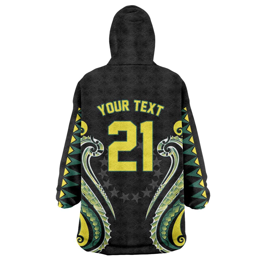 Custom Rugby Cook Islands Avaiki Wearable Blanket Hoodie Black Kuki Airani Tribal Maori Inspired LT9 - Polynesian Pride