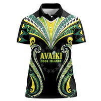 Custom Rugby Cook Islands Avaiki Women Polo Shirt Black Kuki Airani Tribal Maori Inspired LT9 Female Black - Polynesian Pride