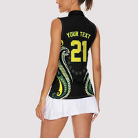 Custom Rugby Cook Islands Avaiki Women Sleeveless Polo Shirt Black Kuki Airani Tribal Maori Inspired LT9 - Polynesian Pride
