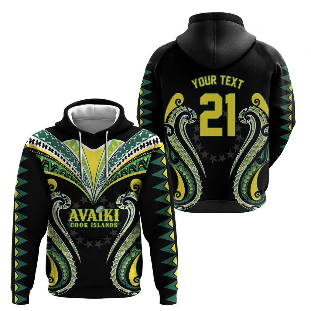 Custom Rugby Cook Islands Avaiki Zip Hoodie Black Kuki Airani Tribal Maori Inspired LT9 - Polynesian Pride