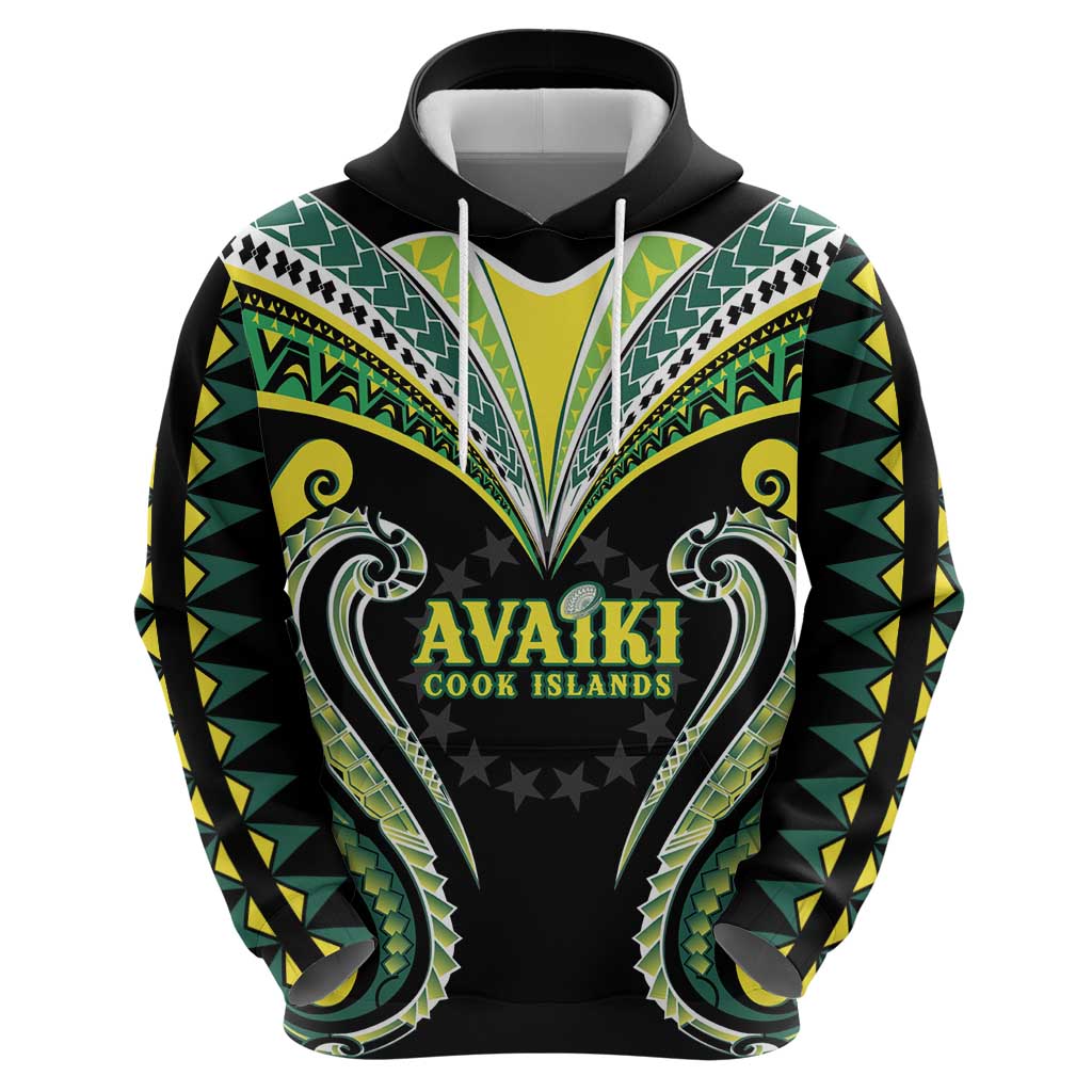 Custom Rugby Cook Islands Avaiki Zip Hoodie Black Kuki Airani Tribal Maori Inspired LT9 - Polynesian Pride