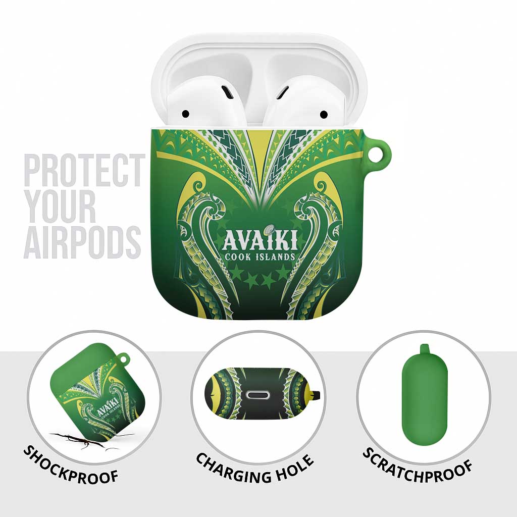 Rugby Cook Islands Avaiki AirPods Case Green Kuki Airani Tribal Maori Inspired LT9 - Polynesian Pride