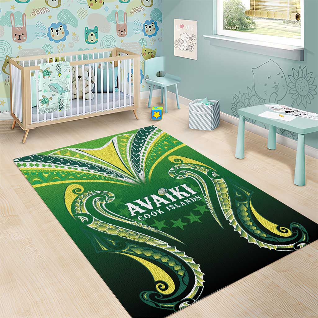 Rugby Cook Islands Avaiki Area Rug Green Kuki Airani Tribal Maori Inspired LT9 - Polynesian Pride