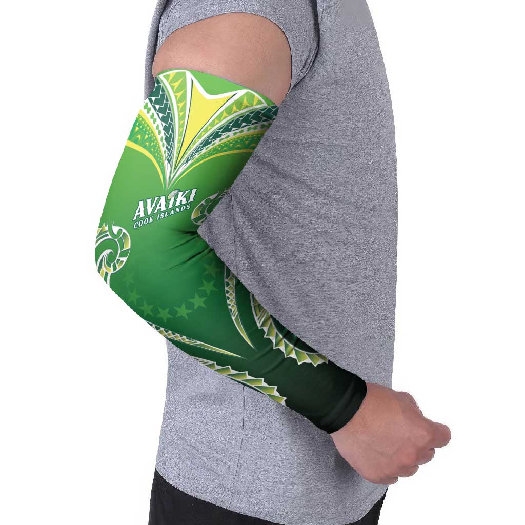Custom Rugby Cook Islands Avaiki Arm Sleeves Green Kuki Airani Tribal Maori Inspired LT9 - Polynesian Pride