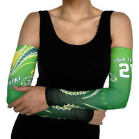 Custom Rugby Cook Islands Avaiki Arm Sleeves Green Kuki Airani Tribal Maori Inspired LT9 - Polynesian Pride