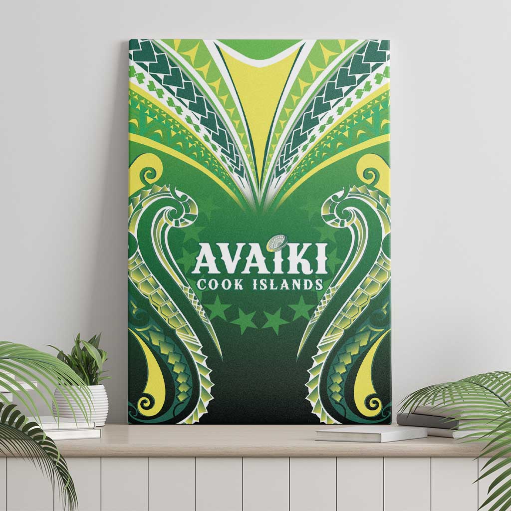 Rugby Cook Islands Avaiki Canvas Wall Art Green Kuki Airani Tribal Maori Inspired LT9 - Polynesian Pride