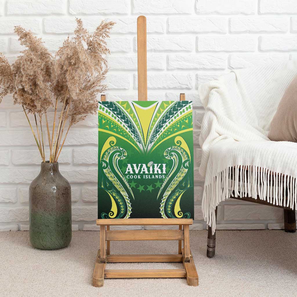 Rugby Cook Islands Avaiki Canvas Wall Art Green Kuki Airani Tribal Maori Inspired LT9 - Polynesian Pride