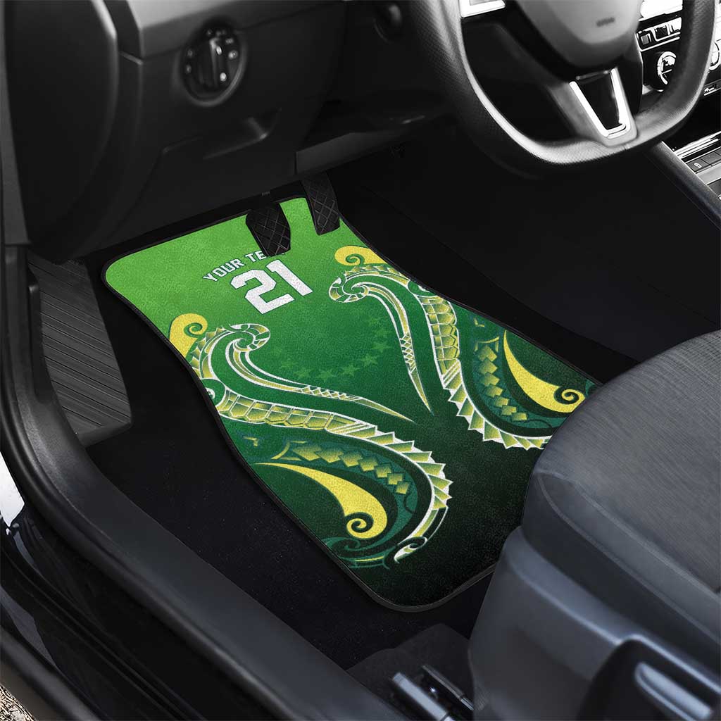 Custom Rugby Cook Islands Avaiki Car Mats Green Kuki Airani Tribal Maori Inspired LT9 - Polynesian Pride