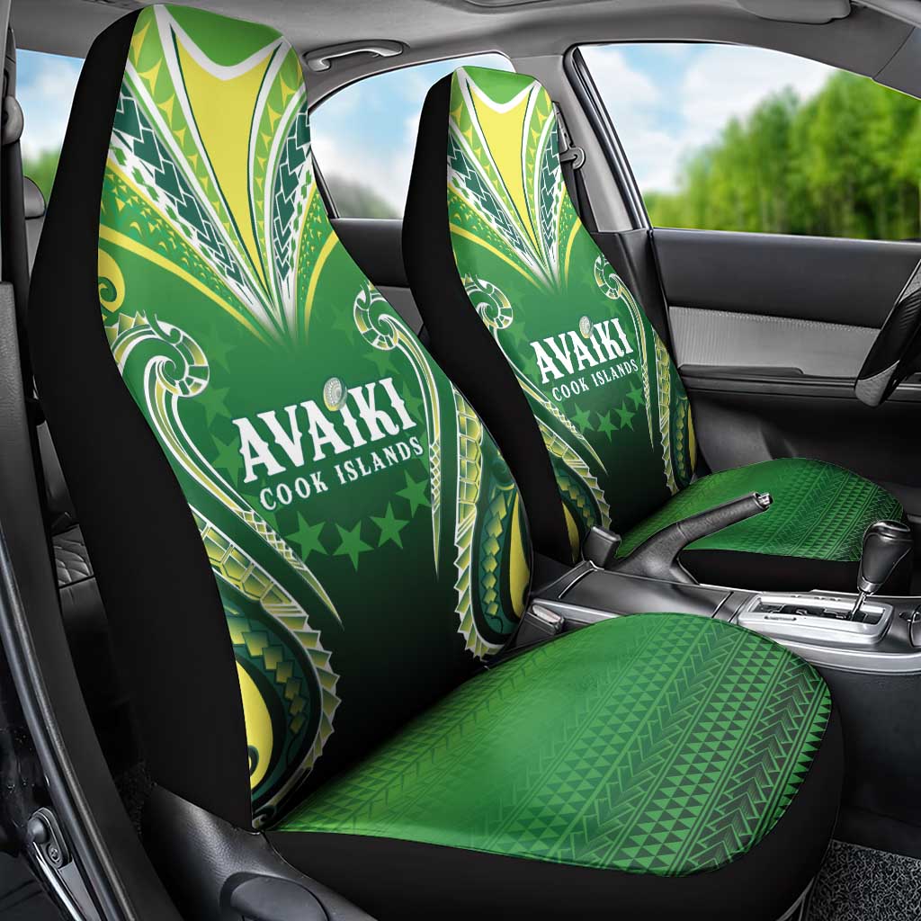 Rugby Cook Islands Avaiki Car Seat Cover Green Kuki Airani Tribal Maori Inspired LT9 - Polynesian Pride