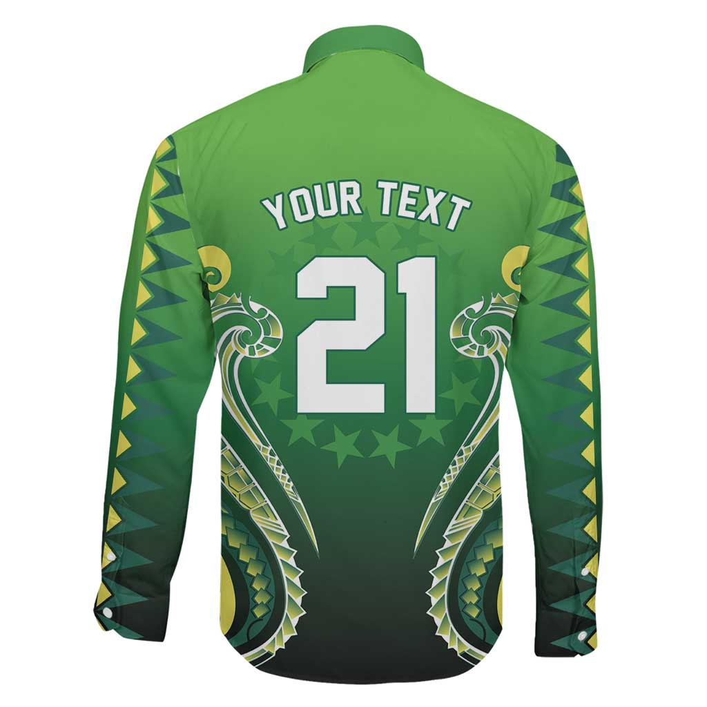 Custom Rugby Cook Islands Avaiki Family Matching Off Shoulder Maxi Dress and Hawaiian Shirt Green Kuki Airani Tribal Maori Inspired LT9 - Polynesian Pride