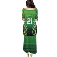 Custom Rugby Cook Islands Avaiki Family Matching Puletasi and Hawaiian Shirt Green Kuki Airani Tribal Maori Inspired LT9 - Polynesian Pride