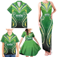 Custom Rugby Cook Islands Avaiki Family Matching Tank Maxi Dress and Hawaiian Shirt Green Kuki Airani Tribal Maori Inspired LT9 - Polynesian Pride