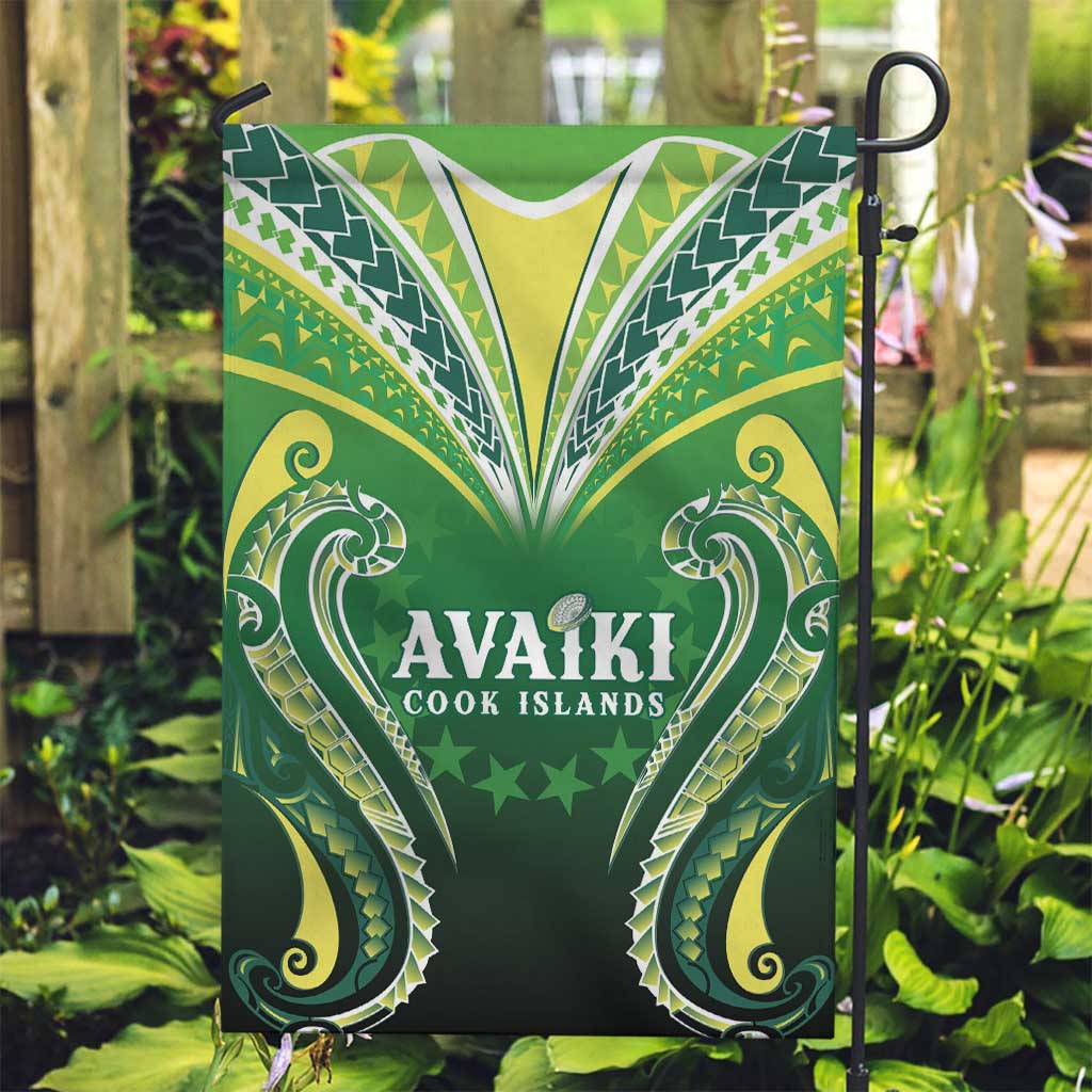 Rugby Cook Islands Avaiki Garden Flag Green Kuki Airani Tribal Maori Inspired LT9 Garden Flag Green - Polynesian Pride