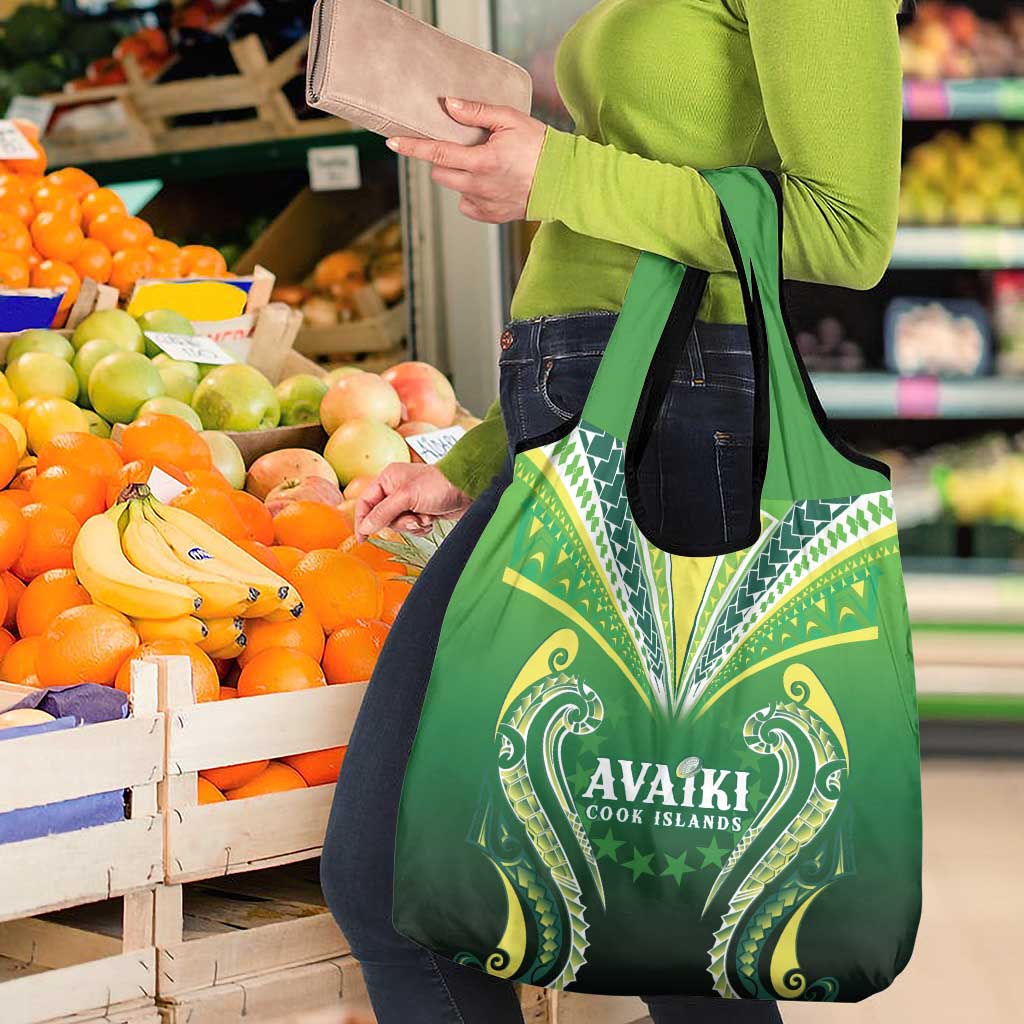 Rugby Cook Islands Avaiki Grocery Bag Green Kuki Airani Tribal Maori Inspired LT9 - Polynesian Pride
