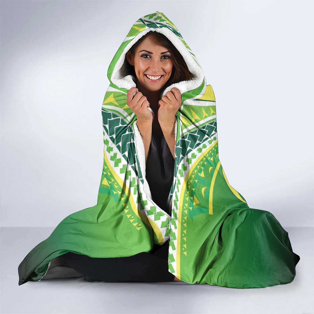 Rugby Cook Islands Avaiki Hooded Blanket Green Kuki Airani Tribal Maori Inspired LT9 - Polynesian Pride