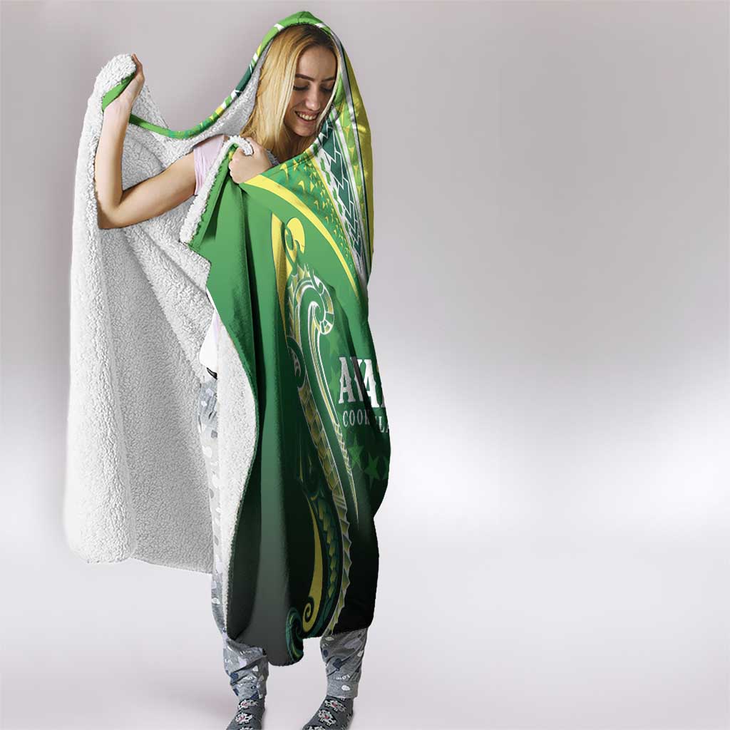 Rugby Cook Islands Avaiki Hooded Blanket Green Kuki Airani Tribal Maori Inspired LT9 - Polynesian Pride