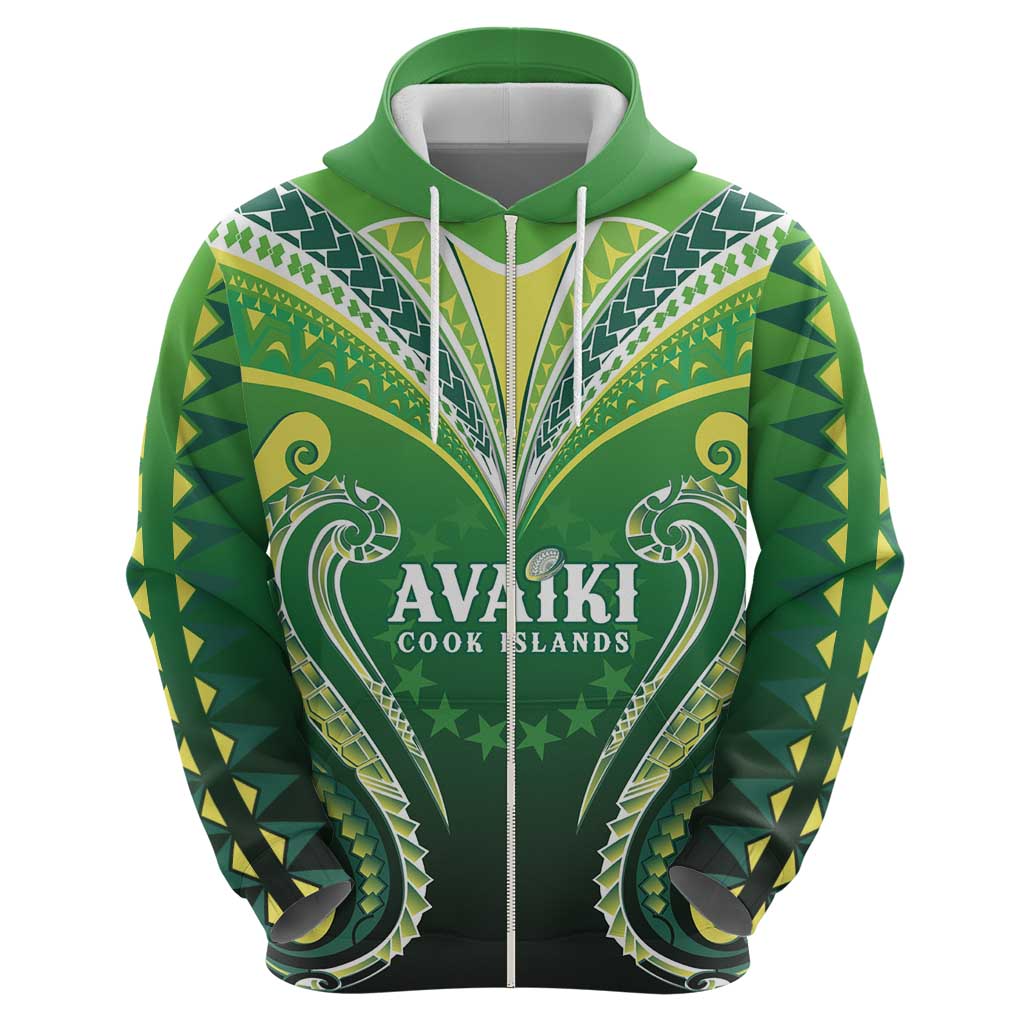 Custom Rugby Cook Islands Avaiki Hoodie Green Kuki Airani Tribal Maori Inspired LT9 - Polynesian Pride