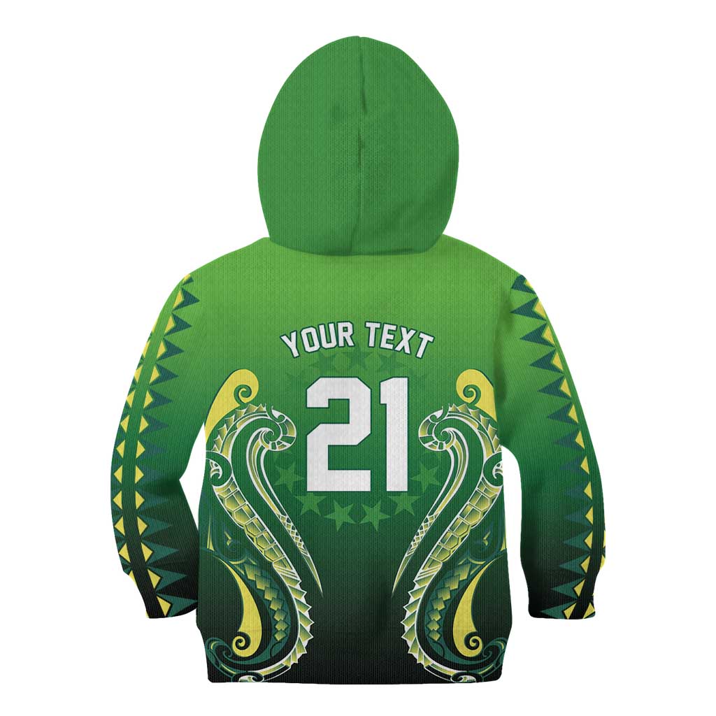 Custom Rugby Cook Islands Avaiki Kid Hoodie Green Kuki Airani Tribal Maori Inspired LT9 - Polynesian Pride