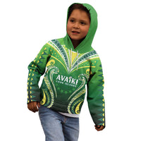 Custom Rugby Cook Islands Avaiki Kid Hoodie Green Kuki Airani Tribal Maori Inspired LT9 - Polynesian Pride