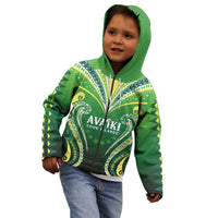Custom Rugby Cook Islands Avaiki Kid Hoodie Green Kuki Airani Tribal Maori Inspired LT9 - Polynesian Pride