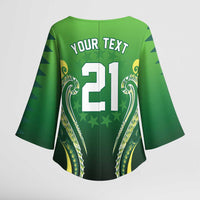 Custom Rugby Cook Islands Avaiki Kimono Sleeve Blouse Green Kuki Airani Tribal Maori Inspired LT9 - Polynesian Pride