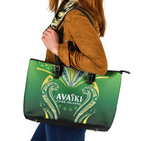 Rugby Cook Islands Avaiki Leather Tote Bag Green Kuki Airani Tribal Maori Inspired LT9 Green - Polynesian Pride
