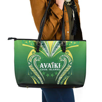 Rugby Cook Islands Avaiki Leather Tote Bag Green Kuki Airani Tribal Maori Inspired LT9 - Polynesian Pride
