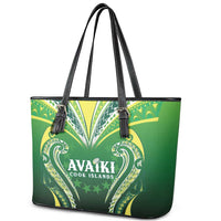 Rugby Cook Islands Avaiki Leather Tote Bag Green Kuki Airani Tribal Maori Inspired LT9 - Polynesian Pride