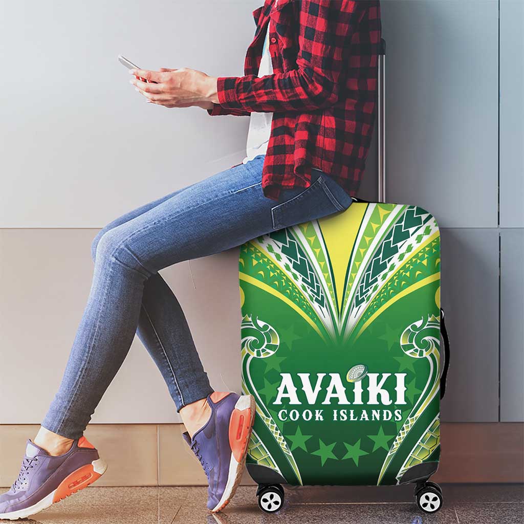 Rugby Cook Islands Avaiki Luggage Cover Green Kuki Airani Tribal Maori Inspired LT9 - Polynesian Pride