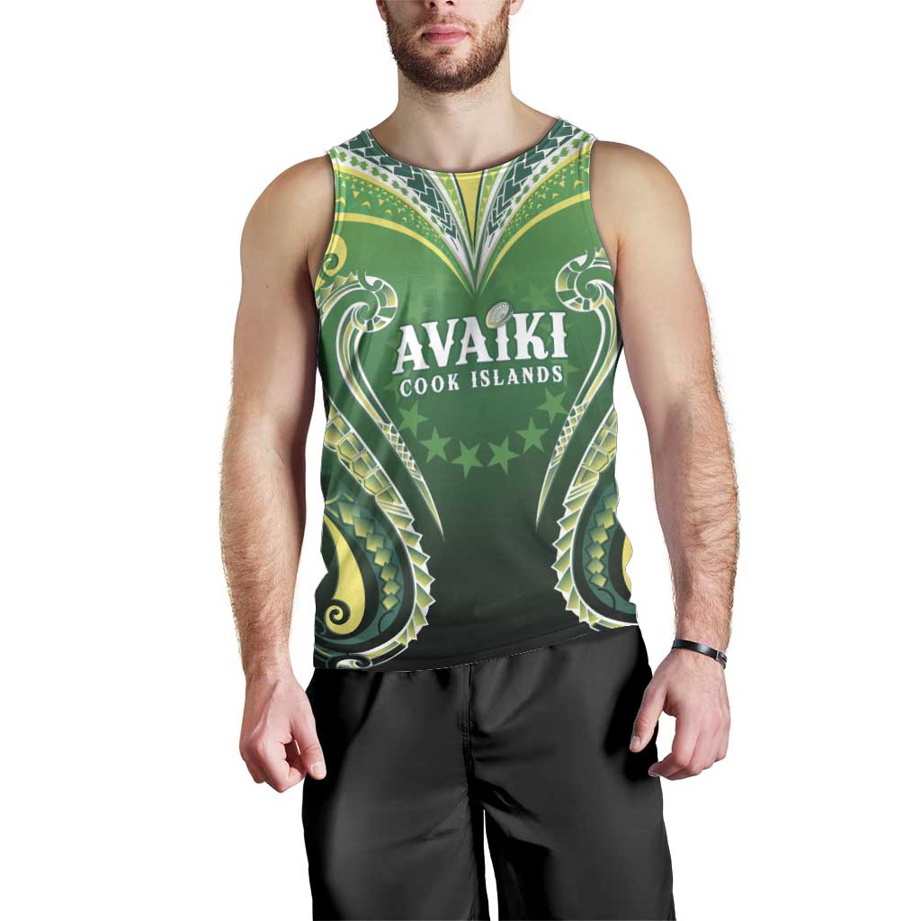 Custom Rugby Cook Islands Avaiki Men Tank Top Green Kuki Airani Tribal Maori Inspired LT9 - Polynesian Pride