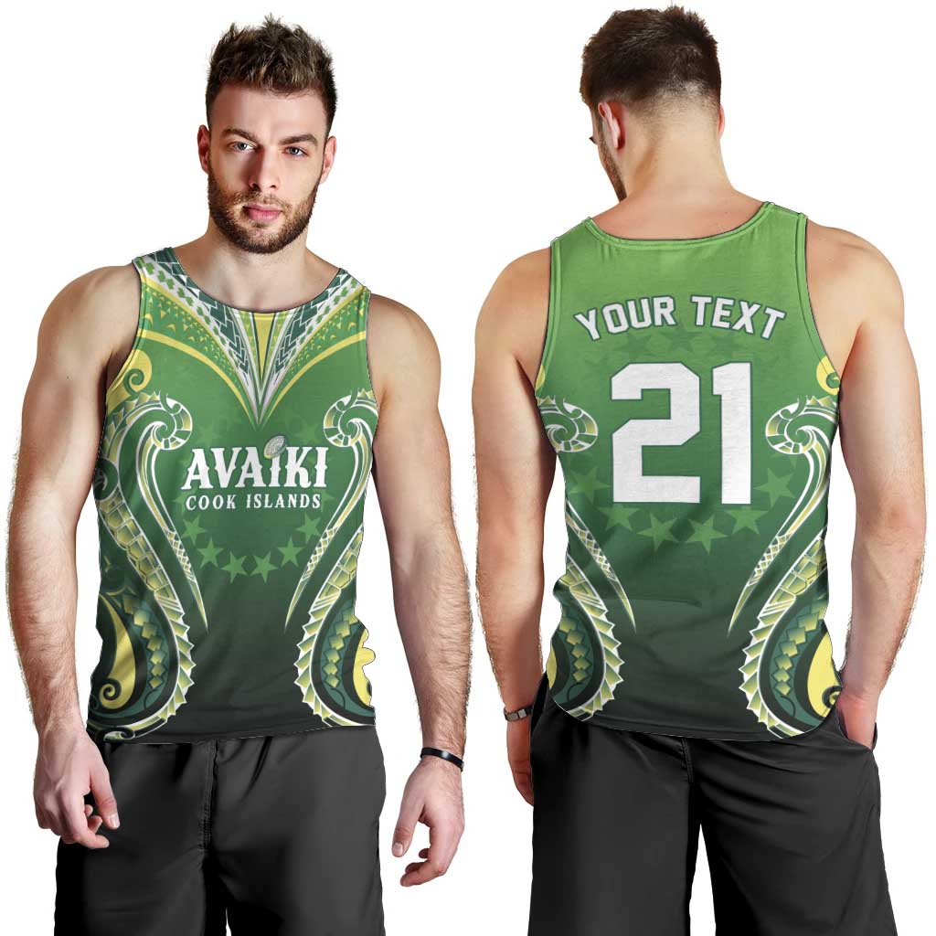 Custom Rugby Cook Islands Avaiki Men Tank Top Green Kuki Airani Tribal Maori Inspired LT9 - Polynesian Pride