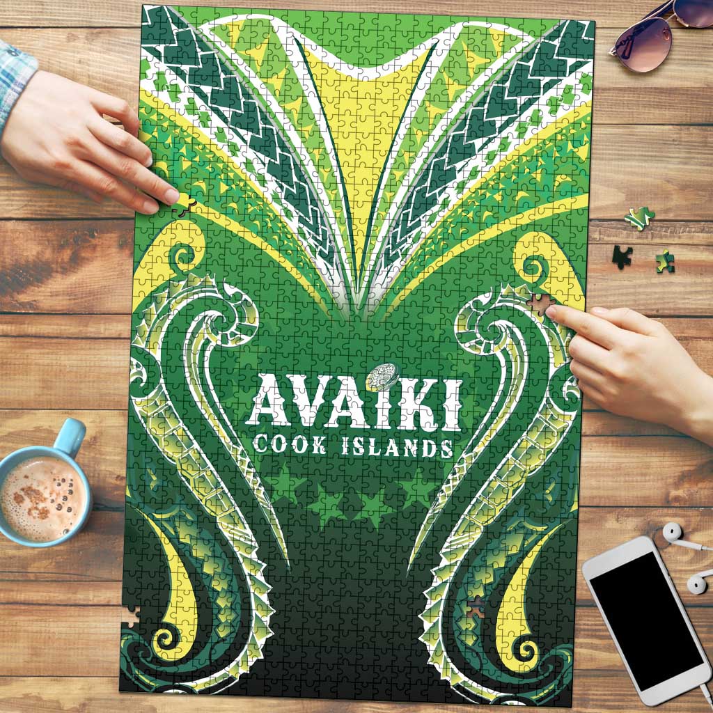 Rugby Cook Islands Avaiki Puzzle Green Kuki Airani Tribal Maori Inspired LT9 Green - Polynesian Pride