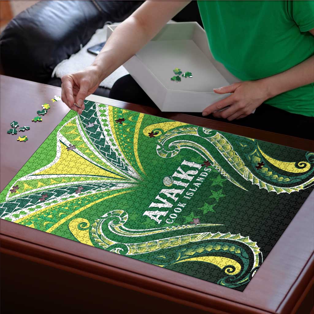Rugby Cook Islands Avaiki Puzzle Green Kuki Airani Tribal Maori Inspired LT9 - Polynesian Pride