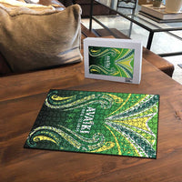 Rugby Cook Islands Avaiki Puzzle Green Kuki Airani Tribal Maori Inspired LT9 - Polynesian Pride
