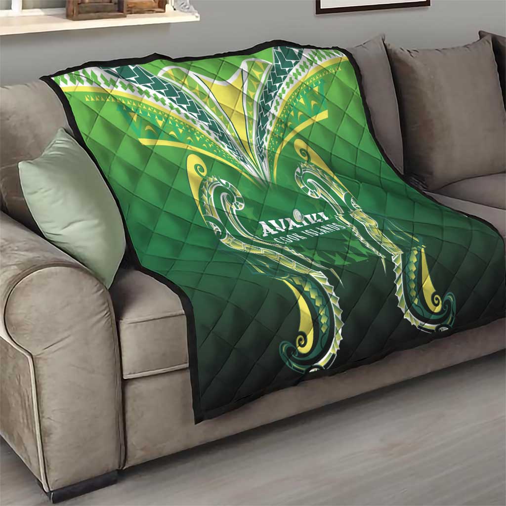 Rugby Cook Islands Avaiki Quilt Green Kuki Airani Tribal Maori Inspired LT9 - Polynesian Pride