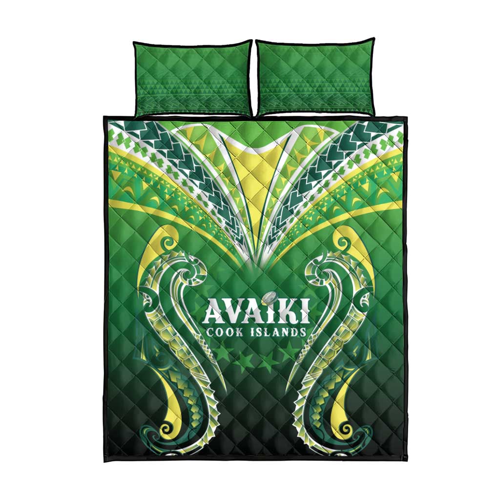 Rugby Cook Islands Avaiki Quilt Bed Set Green Kuki Airani Tribal Maori Inspired LT9 - Polynesian Pride