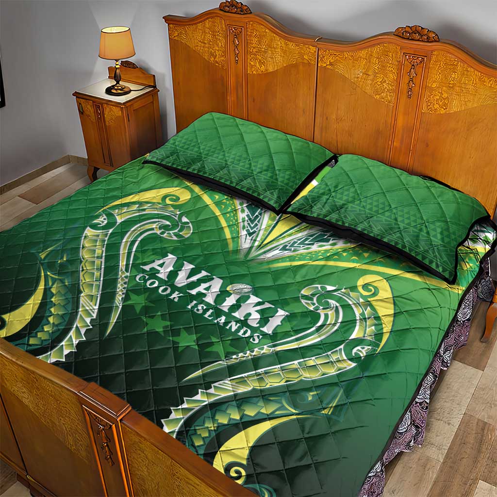 Rugby Cook Islands Avaiki Quilt Bed Set Green Kuki Airani Tribal Maori Inspired LT9 - Polynesian Pride
