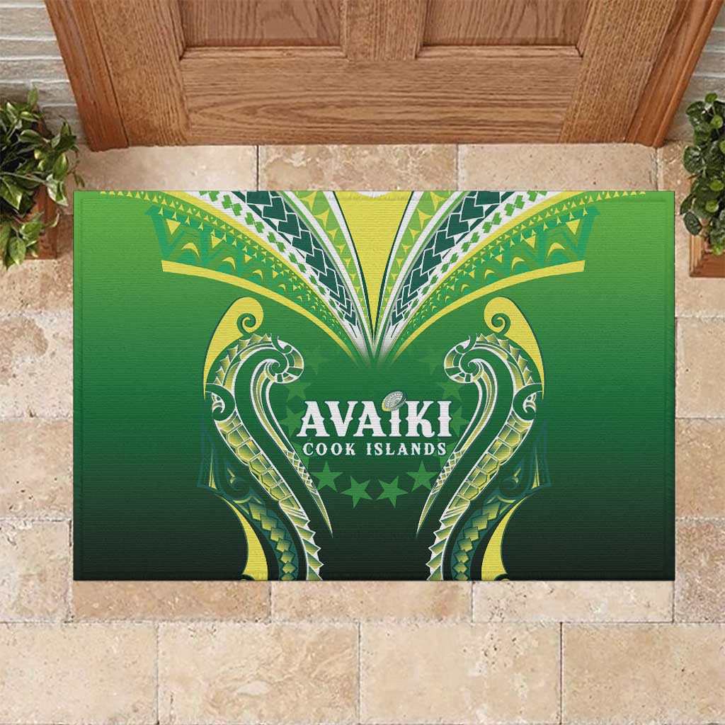 Rugby Cook Islands Avaiki Rubber Doormat Green Kuki Airani Tribal Maori Inspired LT9 Green - Polynesian Pride