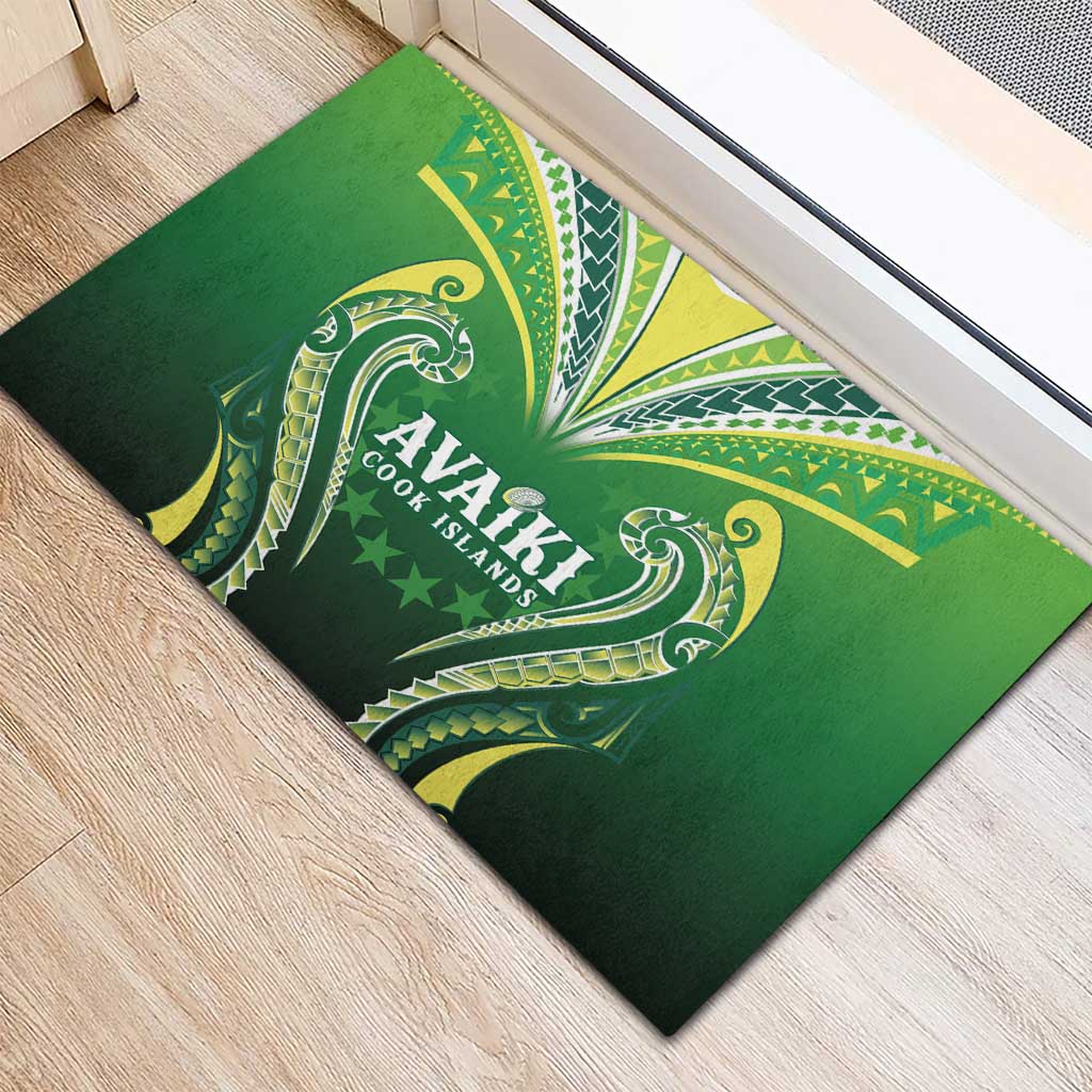 Rugby Cook Islands Avaiki Rubber Doormat Green Kuki Airani Tribal Maori Inspired LT9 - Polynesian Pride