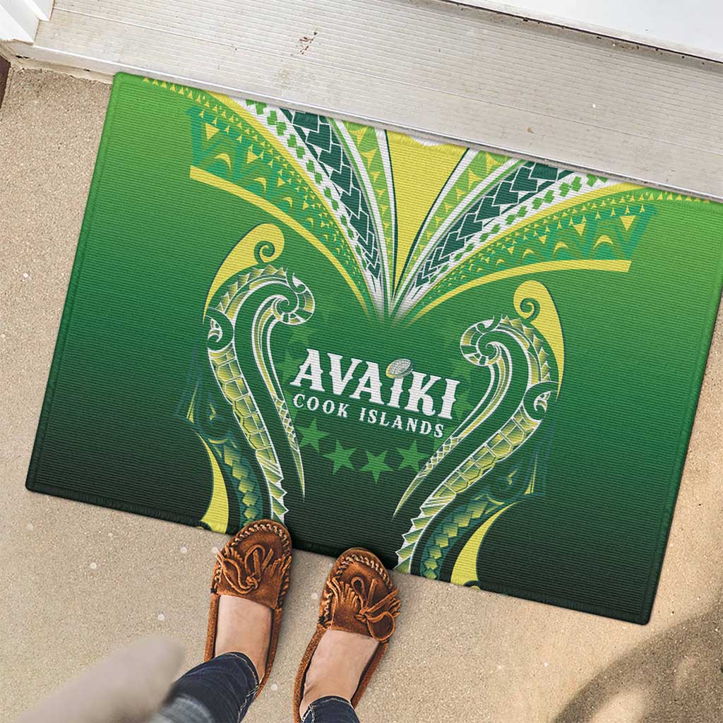 Rugby Cook Islands Avaiki Rubber Doormat Green Kuki Airani Tribal Maori Inspired LT9 - Polynesian Pride