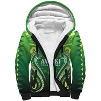 Custom Rugby Cook Islands Avaiki Sherpa Hoodie Green Kuki Airani Tribal Maori Inspired LT9 Unisex Green - Polynesian Pride