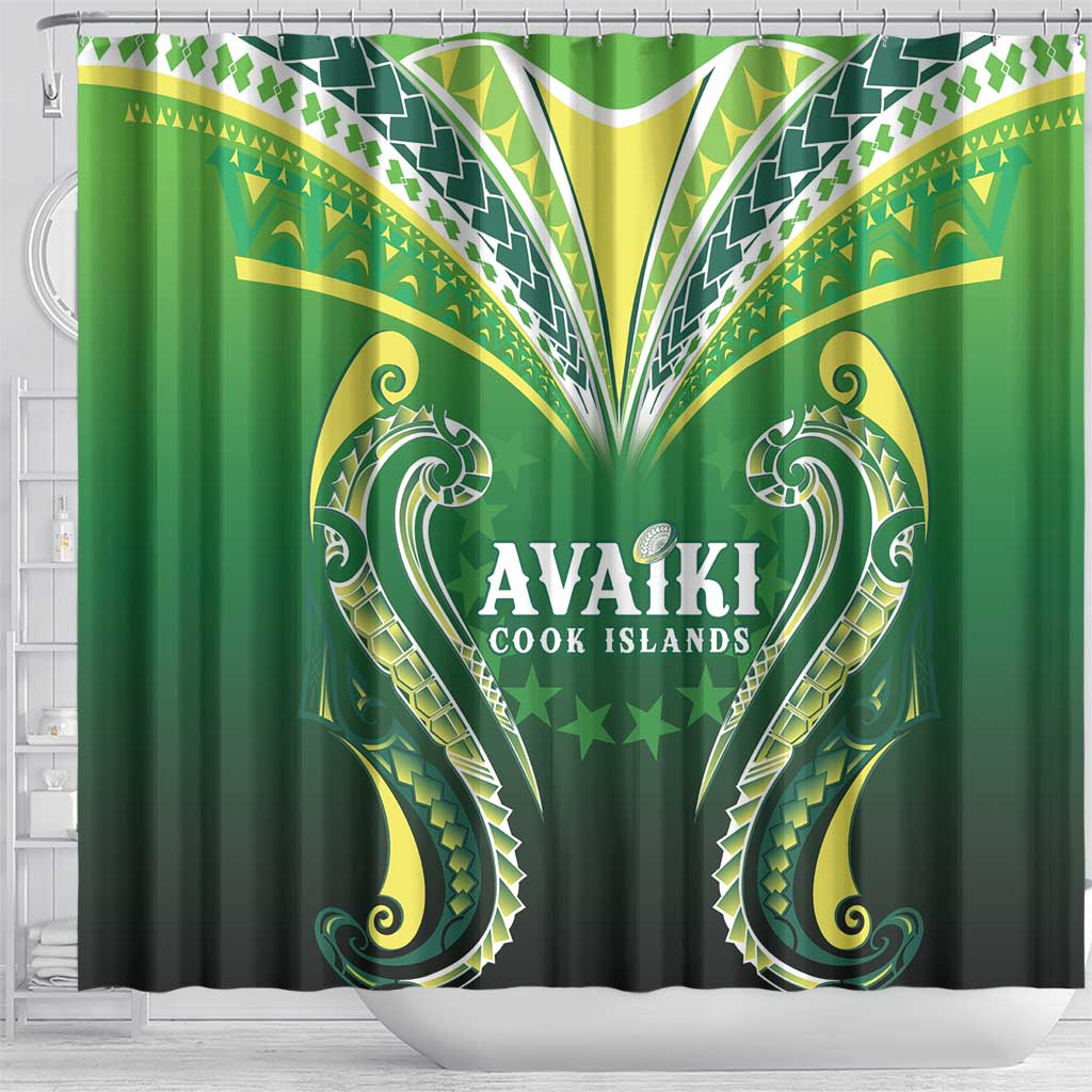 Rugby Cook Islands Avaiki Shower Curtain Green Kuki Airani Tribal Maori Inspired LT9 - Polynesian Pride
