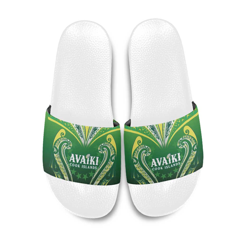 Rugby Cook Islands Avaiki Slide Sandals Green Kuki Airani Tribal Maori Inspired LT9 Green - Polynesian Pride